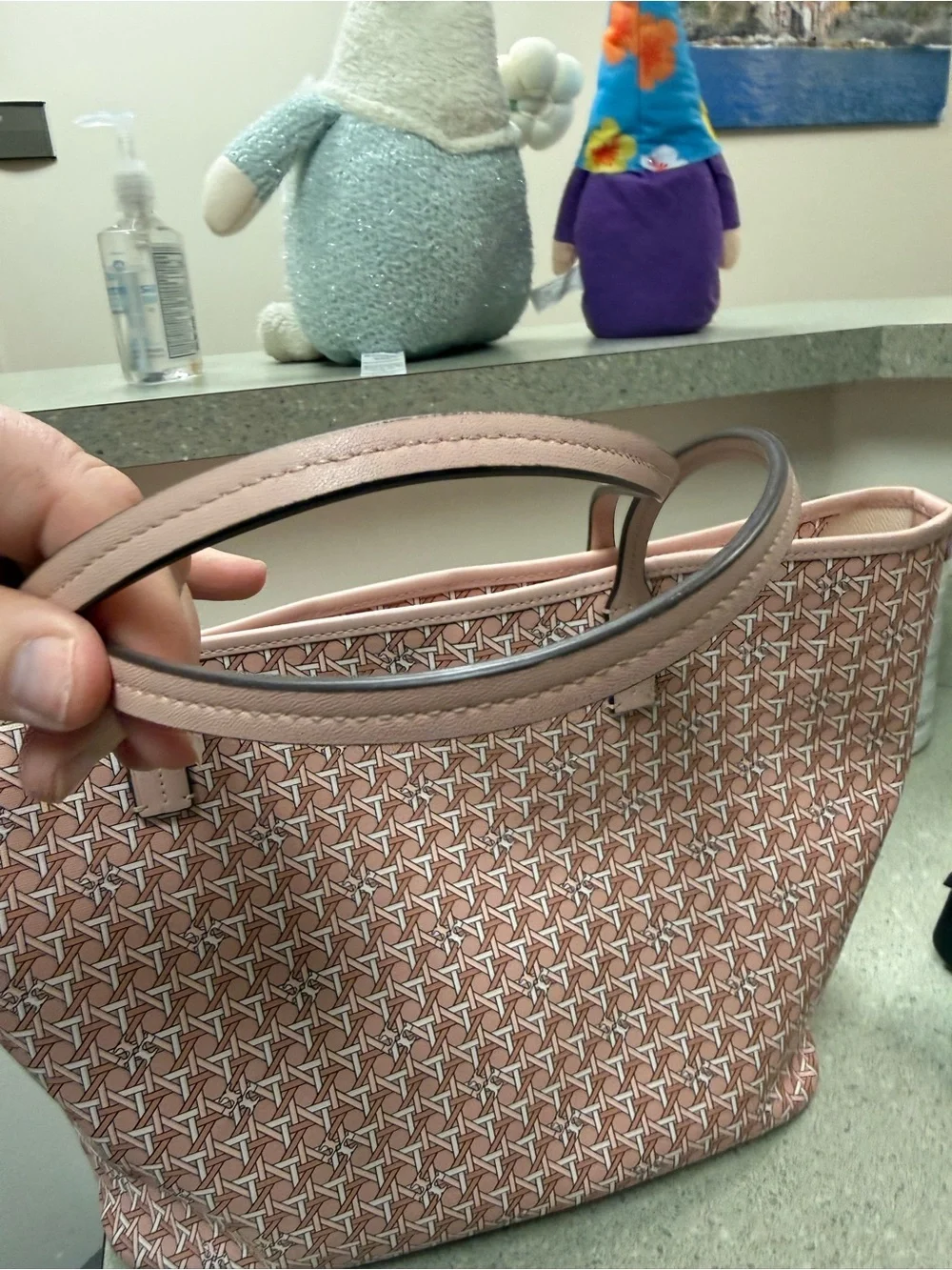 Vintage Tory Burch Ever-Ready Coated Canvas Tote In Winter Peach/Pink